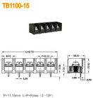 11mm Pitch Black 20A Blok Terminal Penghalang Dengan 2-12 Tiang Kuningan PBT
